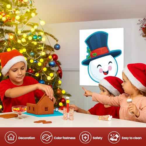Haunt Couture Pin the Nose on the Snowman Game - Reusable Christmas Party Games for Family with 32+ Stickers | Indoor Holiday & Winter Classroom Activities Kit