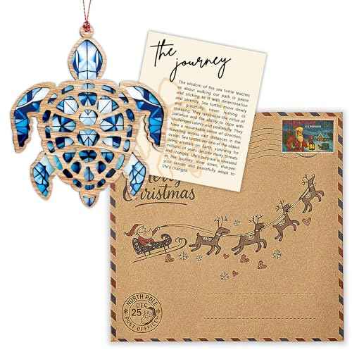 Sea Turtle Christmas Ornaments 2025, Sea Turtle Gifts for Women Men, Suncatcher Ornament with Story Card, Beach Christmas Ornaments for Tree, Sea Lover Gifts, Presents for Friendship