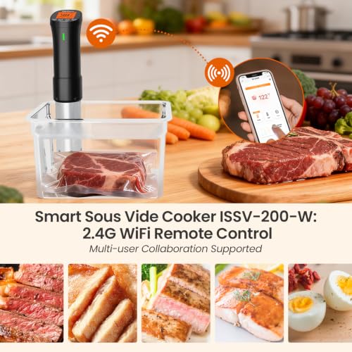 InkSous WiFi Sous Vide Cooker 1000W with App, 18 Recipes, Precise Temp & Timer