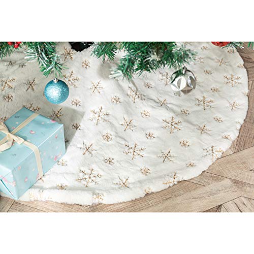 Plush Christmas Tree Skirts, 36 inches Luxury Snowy White Faux Fur
