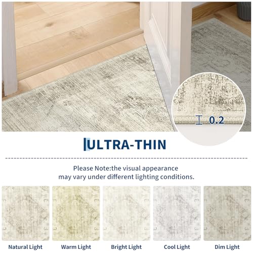 Garvee Beige Boho Area Rug 8x10 - Vintage Medallion Low-Pile, Washable