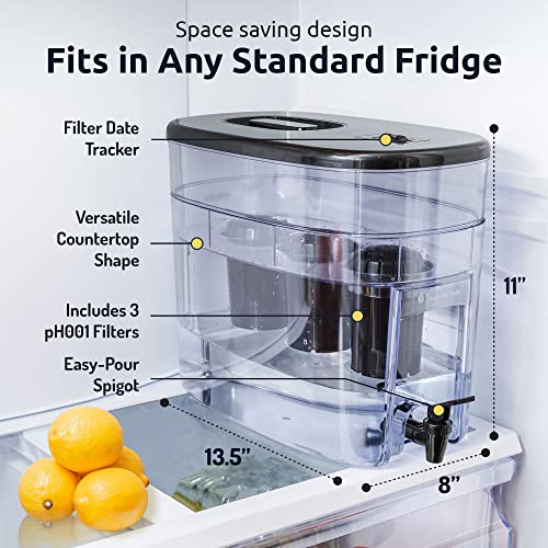 Alkaline Water Dispenser 53-Cup Large Capacity with 3 Filters - Black