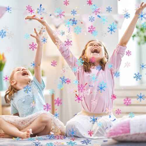 Pasimy 200 Pcs Glitter Snowflakes Confetti Frozen Birthday Table Decorations Iridescent Snowflakes Paper Confetti Holiday Table Sprinkle for Birthday Wedding Baby Shower Winter Wonderland Party Decor
