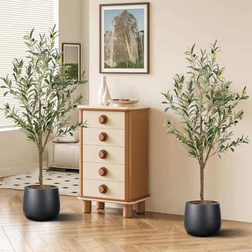 Artificial Olive Tree 4FT - 2 Pack Faux Indoor Trees for Home Decor - Variation of 2 / 4ft