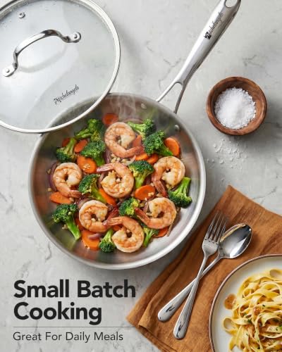 Michelangelo 8-Inch Tri-Ply Stainless Steel Frying Pan with Lid - Model 2