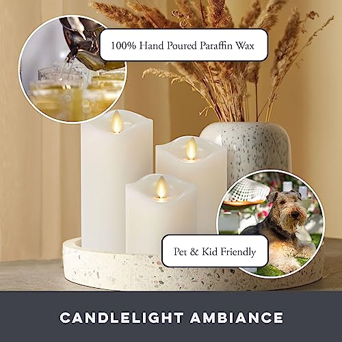 Ivory Flameless Moving Flame Candle Set - Safe LED Pillars with Timer