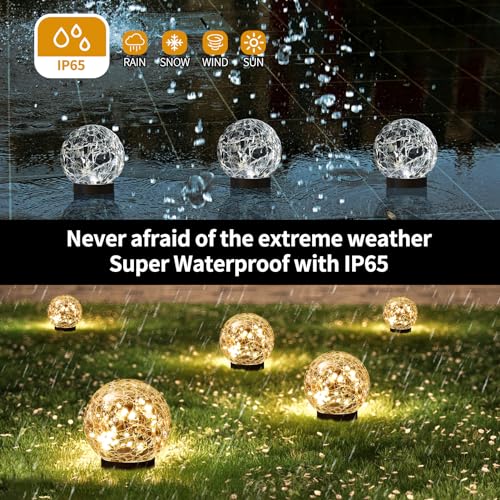 Solar Globe Lights Outdoor Waterproof Balls - Warm White, 4 Globes