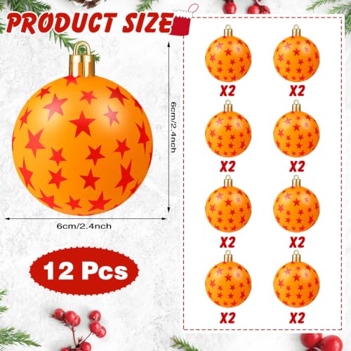 Anime Christmas Tree Ball Ornaments 12Pcs - Jenaai Variation: Anime, Orange Red Star
