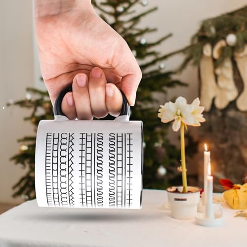 TEAWOO Black Funny Coffee Mug 11oz with Hidden Message Ceramic