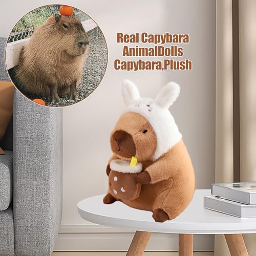 12" Capybara Plush Toy Pillow, Cute Bunny Capybara Stuffed Animal, Soft Plushies Doll for Girls Boys Kids, Kawaii Hugging Toy Birthday Decorations Gifts Toys