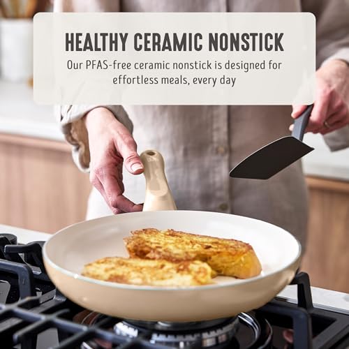GreenLife 2-Piece Ceramic Nonstick Skillet Set (8" & 10"), Beige Taupe - Induction Compatible