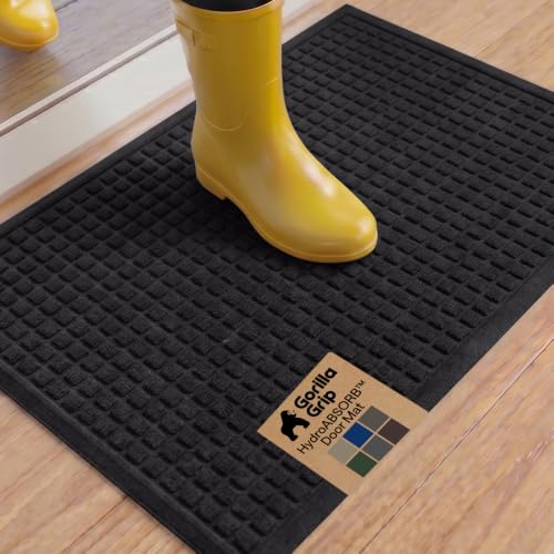 Gorilla Grip HydroABSORB Door Mat - 35x23 Inch Black Indoor Outdoor Absorbent Mat - Variation of THIS listing