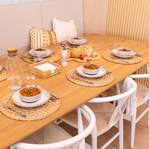 6 Pack, Round Woven Placemats, Natural Water Hyacinth Wicker Place