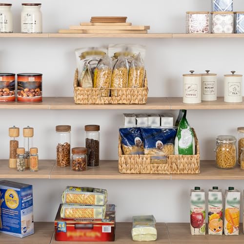 StorageWorks Hyacinth Pantry Baskets 2-Pack Natural Water Hyacinth, 15¾"L x 11"W x 7½"H & 14¼"L x 9¾"W x 6¾"H
