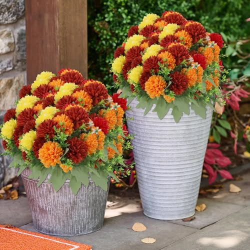 Artificial Chrysanthemum Flowers 12 Bunches Fall Floral Decor for Indoor Outdoor