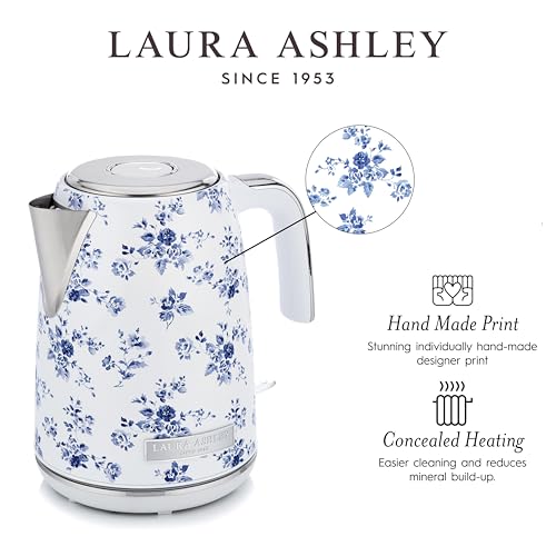 Laura Ashley 1.7L Electric Kettle China Rose – Fast Boil, Lime Scale Filter & Safety Features
