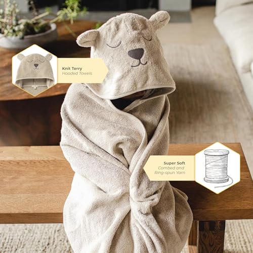 Burt's Bees Baby Hooded Animal Towels - Bear, Organic Cotton Toddler Bath Towel