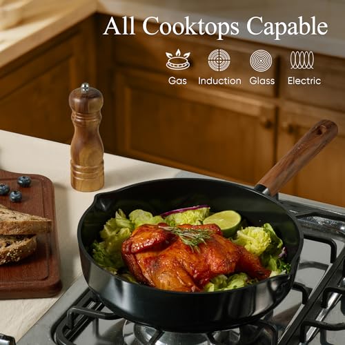 CAROTE 14Pcs Pots and Pans Set Non Stick, Cookware Sets Induction Cookware Granite Cooking Set with Frying Pans, Saucepans, Saute Pan, Extra Large Casserole