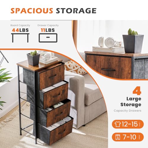 Brown 4-Drawer Dresser for Bedroom Storage Organizer - Sweetcrispy