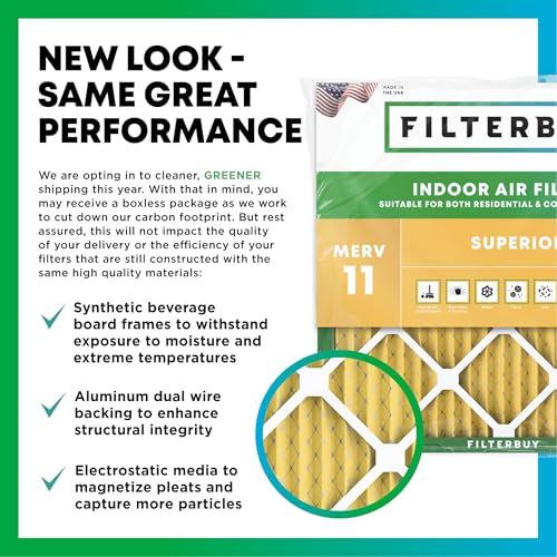 Filterbuy 21x21x5 MERV 11 Air Filter - Pet & Allergy Defense, 2-Pack