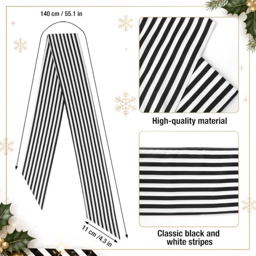 Black & White Wreath Sash — 55in Rustic Ribbon for Front Door Decor