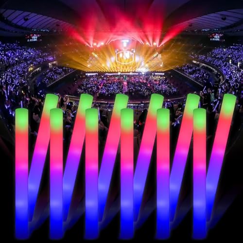 Glow Foam Stick Party Pack - 100 + 11 Multicolor Light Up Sticks with Flashing Modes for Weddings, Raves, Camping, and Events - Variation 111