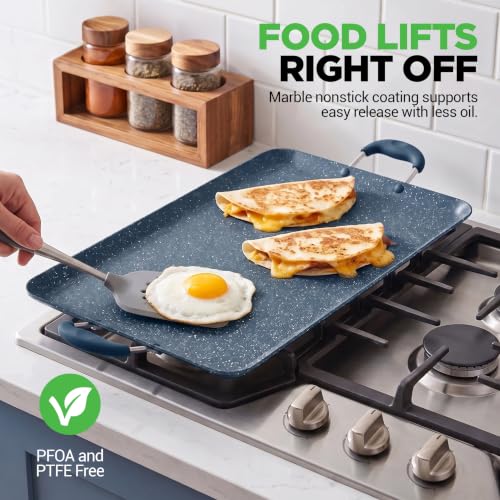 NutriChef Double Burner Griddle | Flat Top for Stove