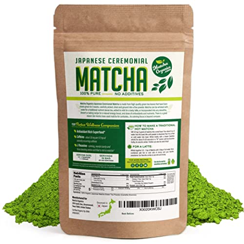 Ceremonial Grade Matcha Powder 100g - Organic Japanese Green Tea for Lattes & Smoothies