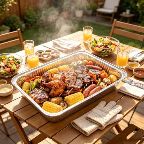 Benestanti 20 Pack Full Size Aluminum Steam Table Pans - Heavy Duty Disposable Roasting & Baking Trays for Catering