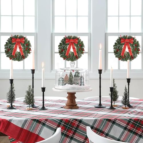 Red 24 Inch Outdoor Christmas Wreath Front Door Decor - Large Winter Holiday Garland
