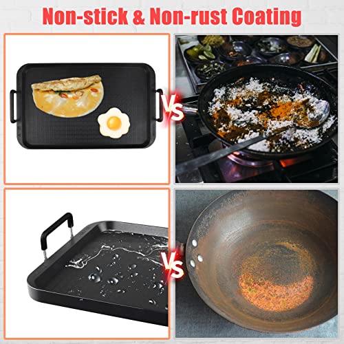 17" x 10.5" Flat Top Non-Stick Grill Pan - Dishwasher Safe Aluminum