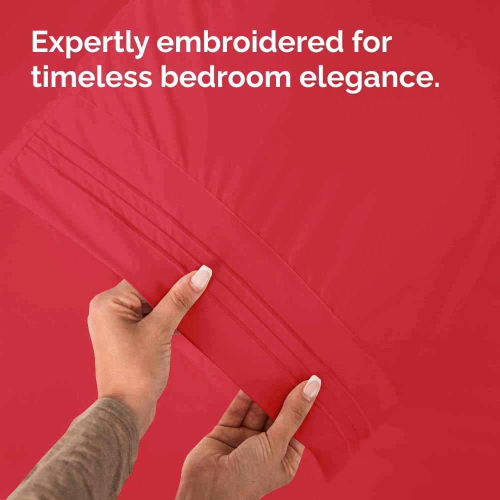 Ultra Soft Queen Pillow Cases Set of 2 | Hotel Quality, Cooling & Wrinkle-Free - Red