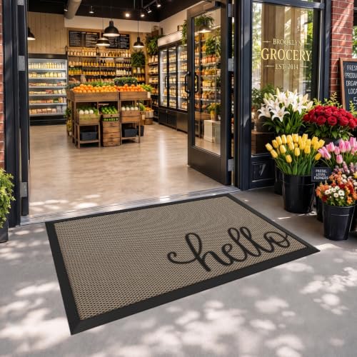 LUMI Outside Welcome Door Mat 36x59 Inch Non-Slip Rubber Durable Easy Clean Hello Variation