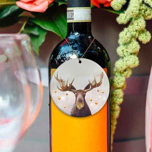 Rustic Moose Christmas Ceramic Ornament - Perfect Holiday Keepsake for Tree Decoration Unique for Grandparents, Parents & Friends
