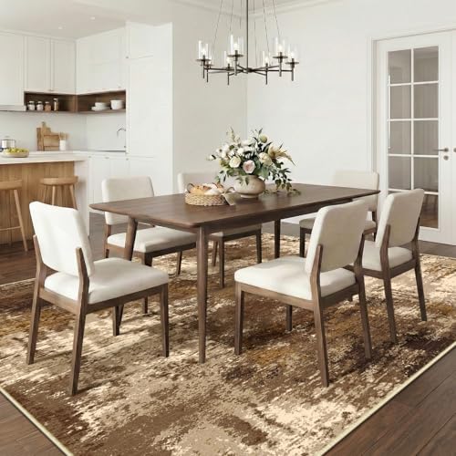 Washable 5x7 Abstract Area Rug for Living Room - Brown Tan, Non-Slip, Modern Design Variation of THIS listing
