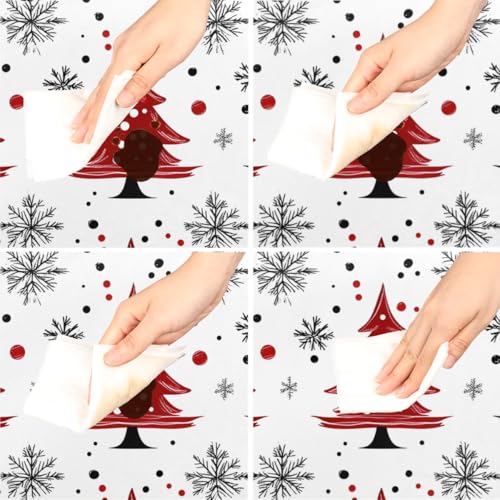 Pardick Christmas Round Fitted Tablecloth 42 Inch Trees Waterproof & Wipeable