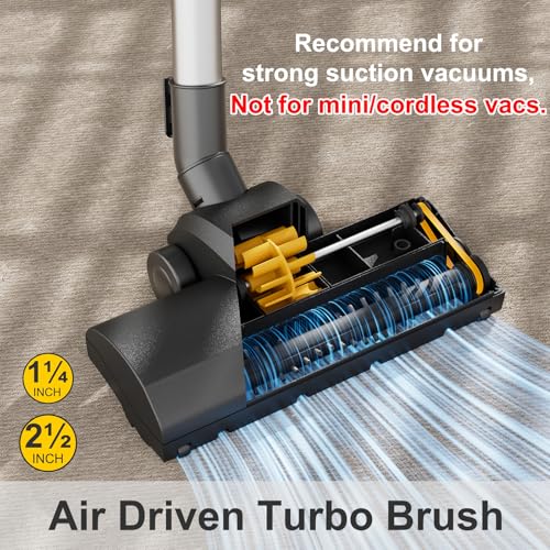 Turbo Brush Head for Shop Vac 1.25" & 2.5" Hose Adapter Pet Hair Removal Accessory