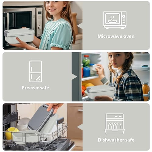 Gray Large Bento Lunch Box Set for Adults & Kids with Soup Thermo & Tumbler