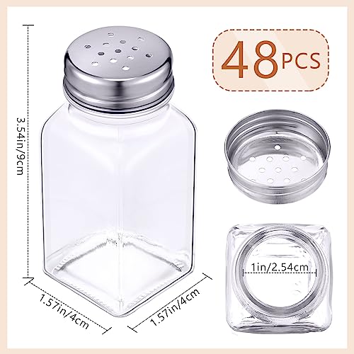 Glass Salt and Pepper Shakers Set - Silver, 2.7oz, Classic Design, 48 Pack