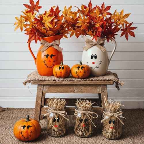 24 PCS Fall Scarecrow Face Stickers, Cute Scarecrow Vinyl Decals, Scarecrow Faces for Crafts Wall Decals Stickers Halloween Thanksgiving Christmas Glass Window DIY Craft Sticker