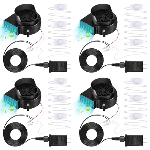 Hiboom 4 Pack Inflatable Fan Blower with 3 LED Lights – Replacement Air Pump for Holiday Decorations