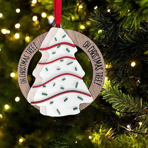 Snack Cake Print Wooden Christmas Ornament 3.15'' – Funny Nostalgic Holiday Tree Decoration