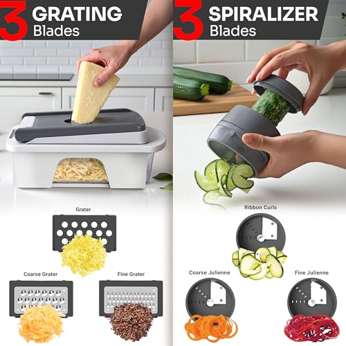 Mueller Pro-Series All-in-One Mandoline Slicer with 12 Blades - White Sand & Gray
