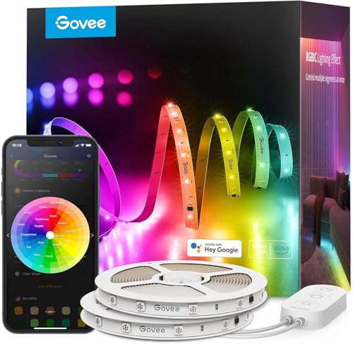 Govee 100ft RGBIC LED Strip Lights with Voice Control, Alexa & Google Compatible