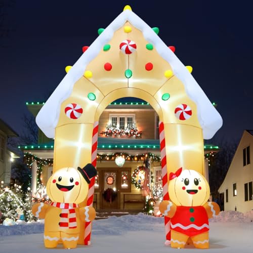 GOOSH 11.8 ft Christmas Inflatable Archway with LED Lights for Outdoor Yard Decor