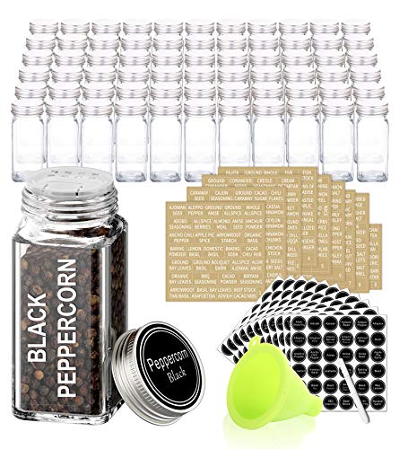 66-Piece Glass Spice Jars Set with Shaker Lids & 703 Labels - Variation 66