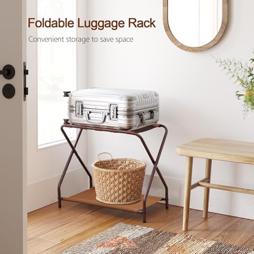 Bronz Foldable Luggage Rack Set of 2 - Suitcase Stand for Guest Room