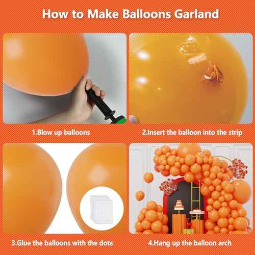 Orange Balloons Garland Arch Kit,130pcs Premium Latex Balloons,18 12 10 5 Inch Matte Orange Balloons Garland for Birthday Graduation Baby Shower Halloween Christmas Wedding Party Decorations