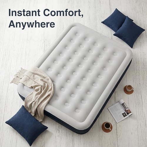 Black 16-Inch Portable Queen Air Mattress with Built-in Pump