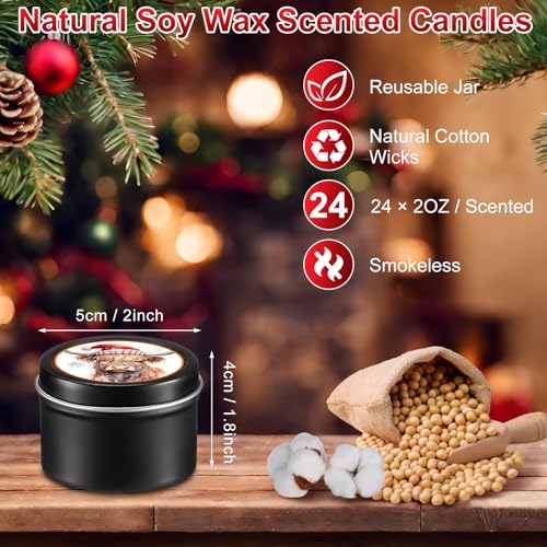 Nuanchu Highland Cattle 24-Pack Christmas Scented Candles Gift Set 2oz